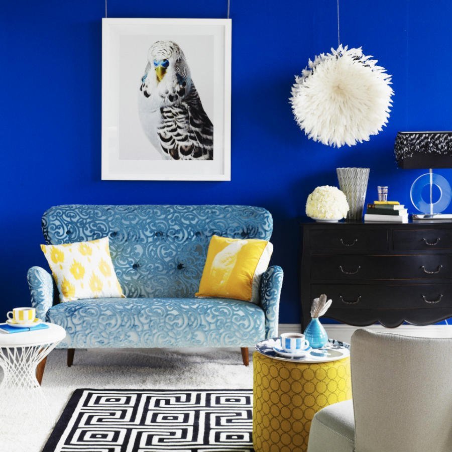 Сине желтый интерьер