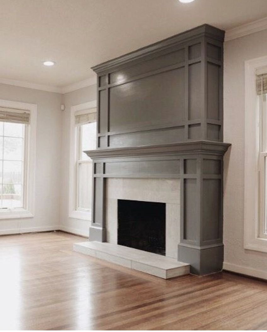 Камин в серой плитке