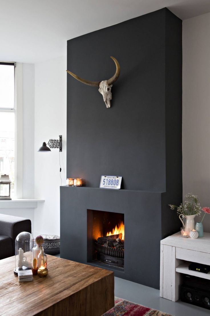 Серый камин в интерьере