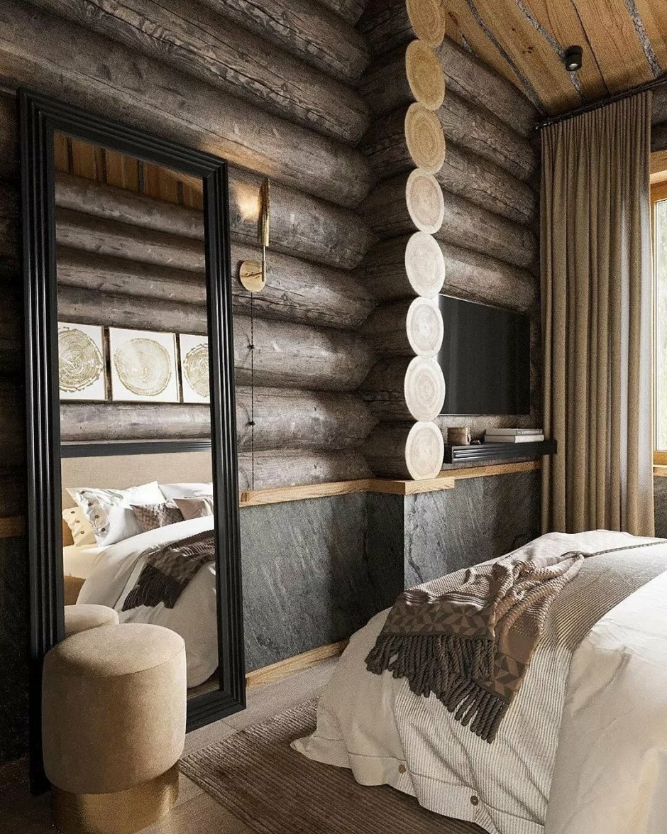 Бревенчатые стены в интерьере