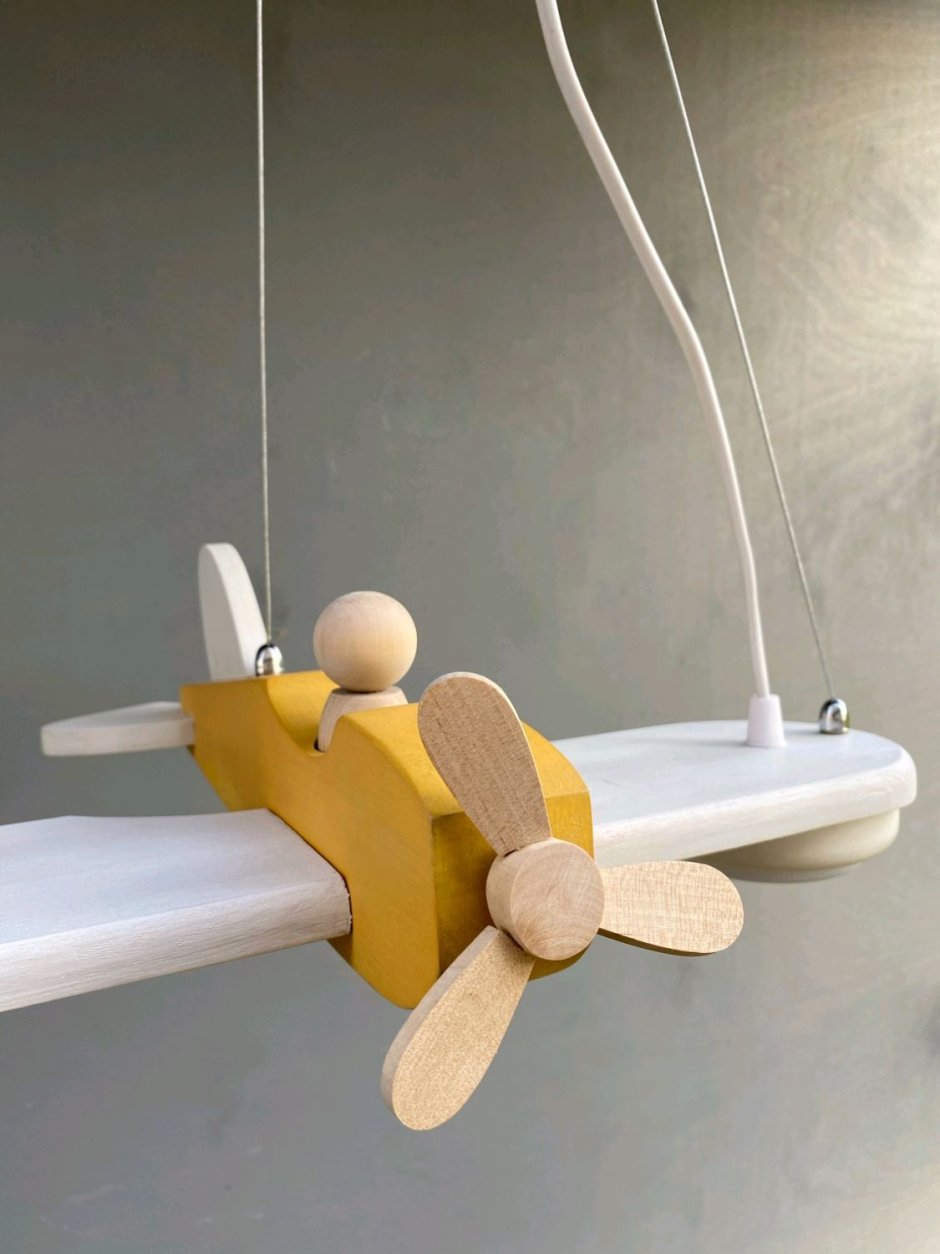 Люстра самолет биплан деревянный