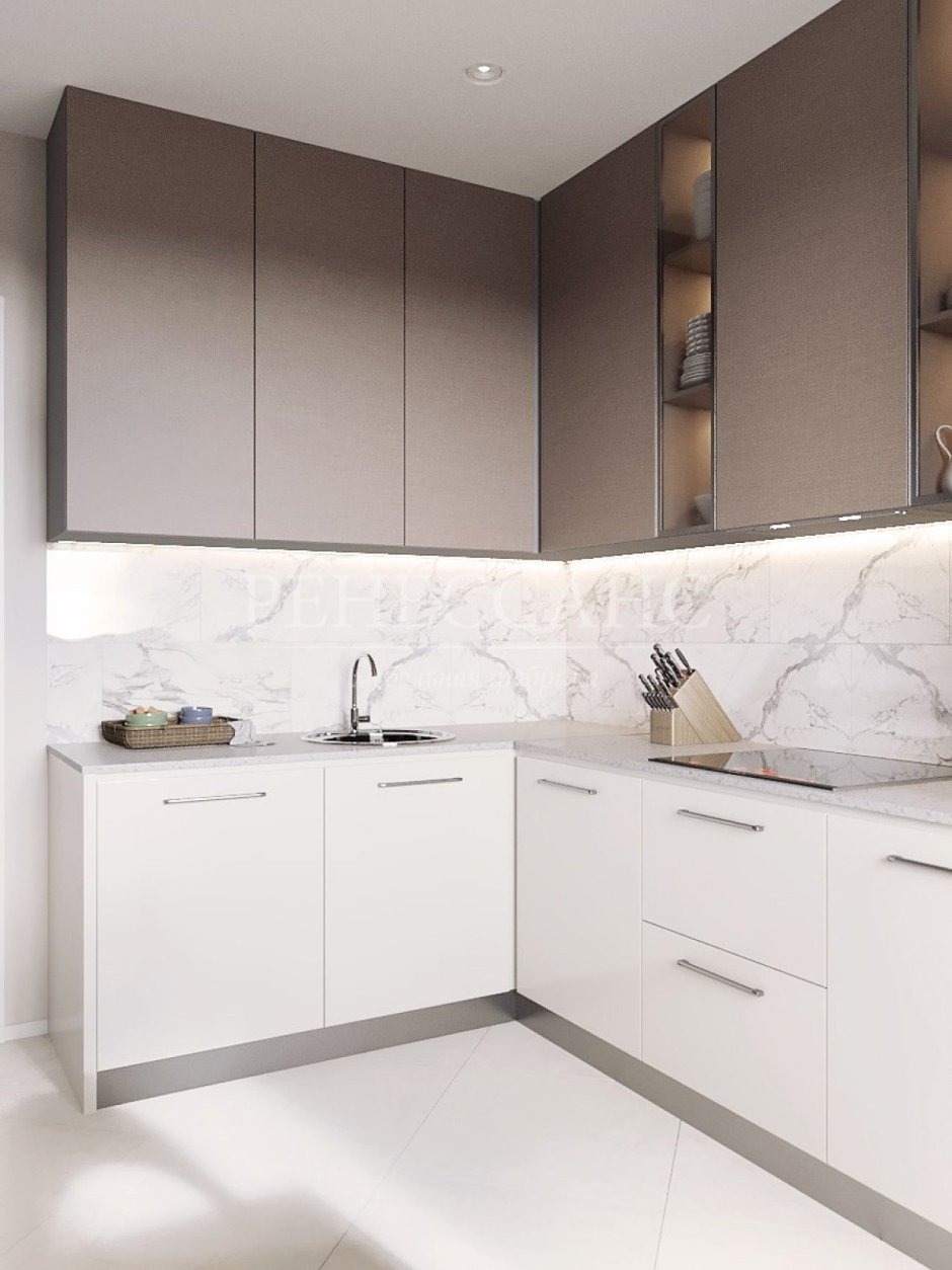 Бело бежевая кухня