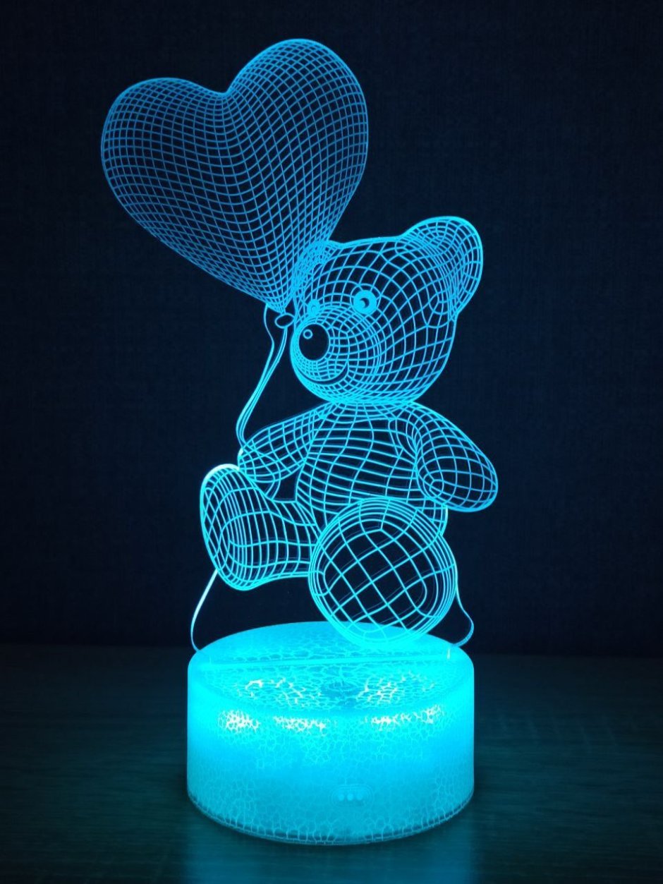 3d ночник "мишка с сердцем"