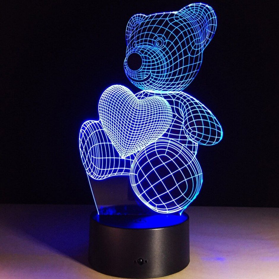 3d ночник "мишка с сердцем"