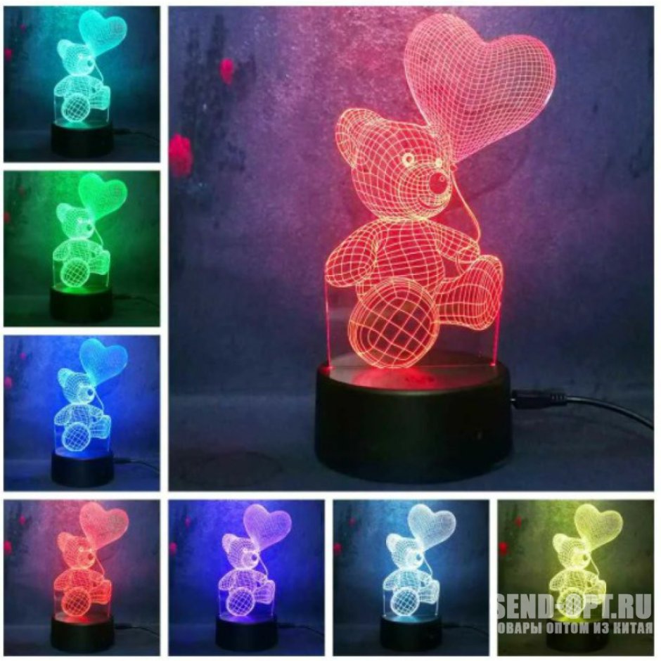 3d ночник "мишка "