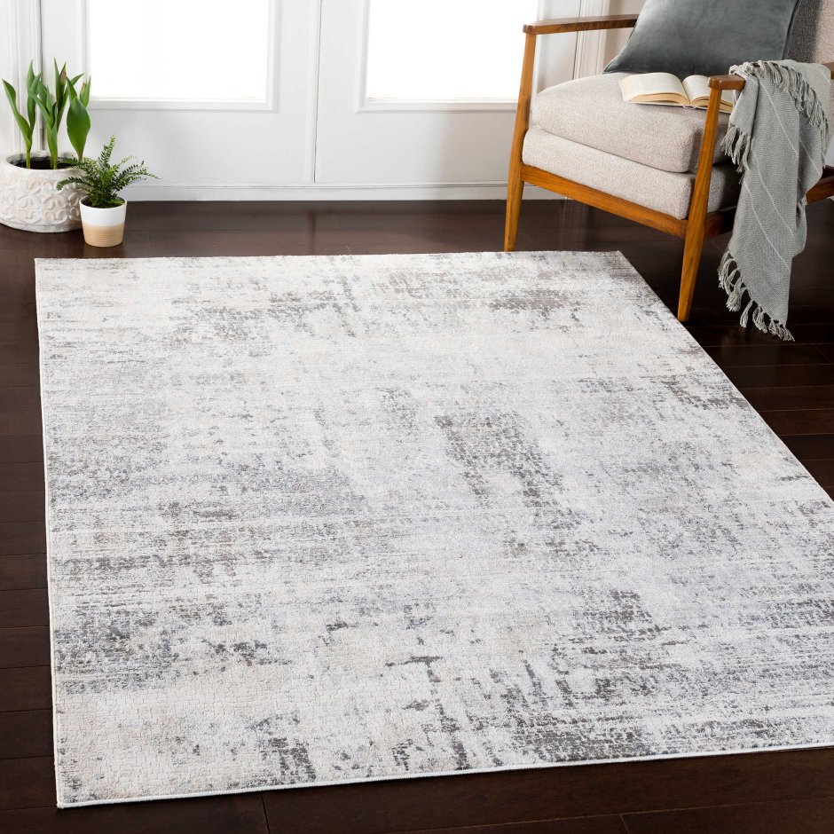 Surya Genesis Silver Gray / White pale Blue Medium Denim Rectangular area Rug