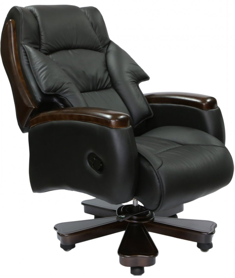 Кресло руководителя Пикассо DL-055 НХ черная Комби тёмный орех та 06