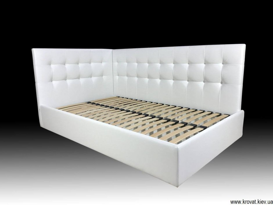 Односпальная кровать с мягким изголовьем