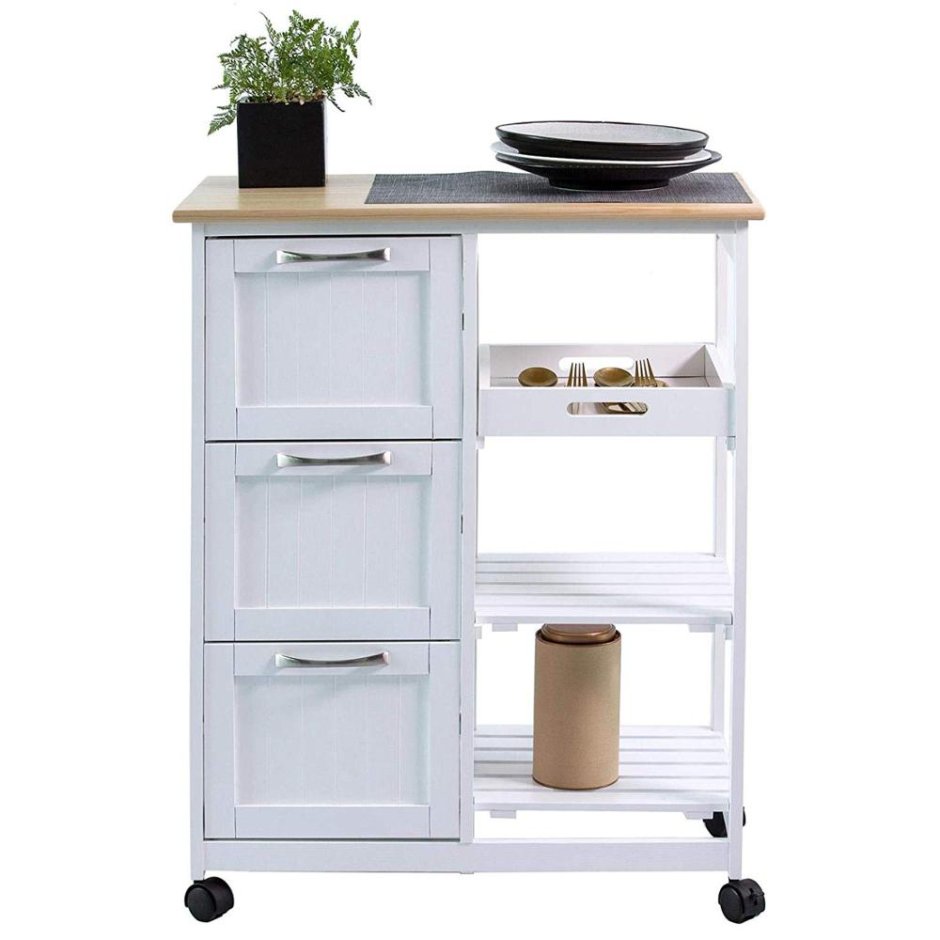 Тумба на колесиках с ящиками для кухни