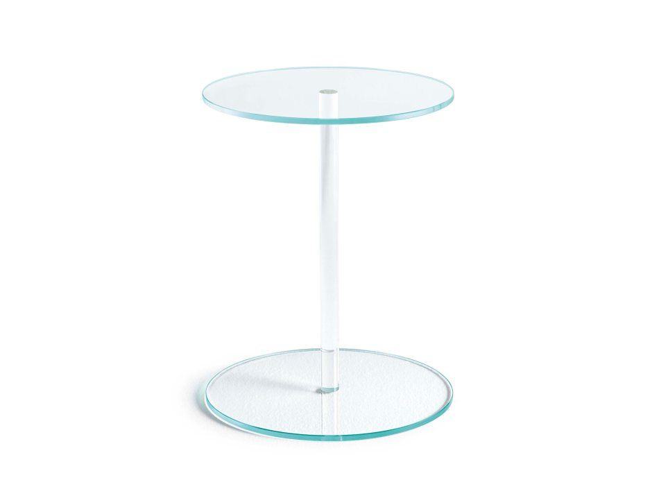 Круглый стеклянный белый прикроватный столик