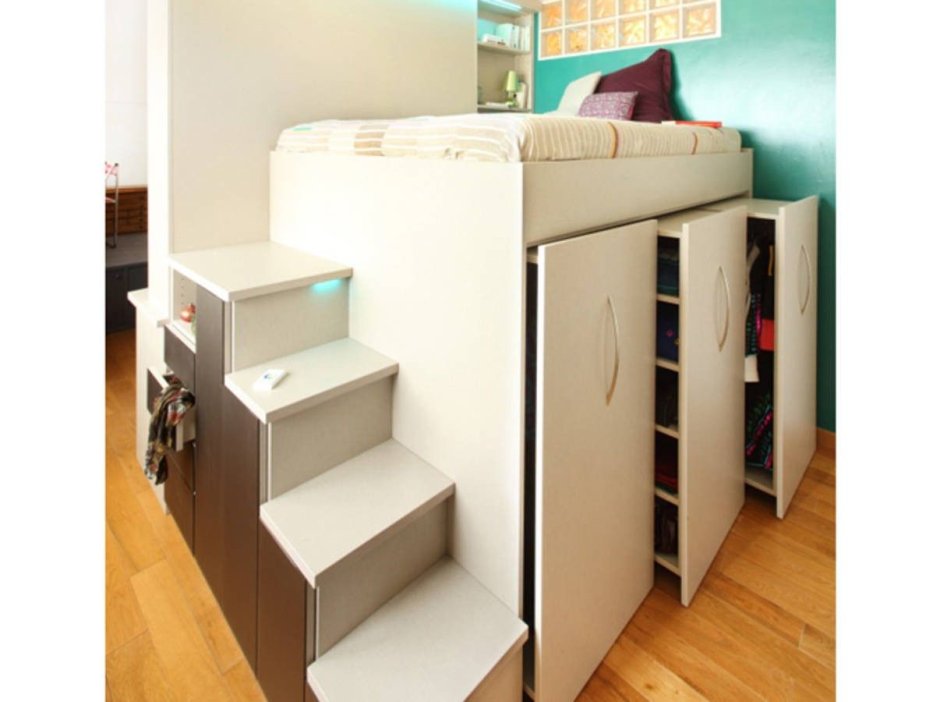 Кровать-чердак Скаут с лестницей-комодом