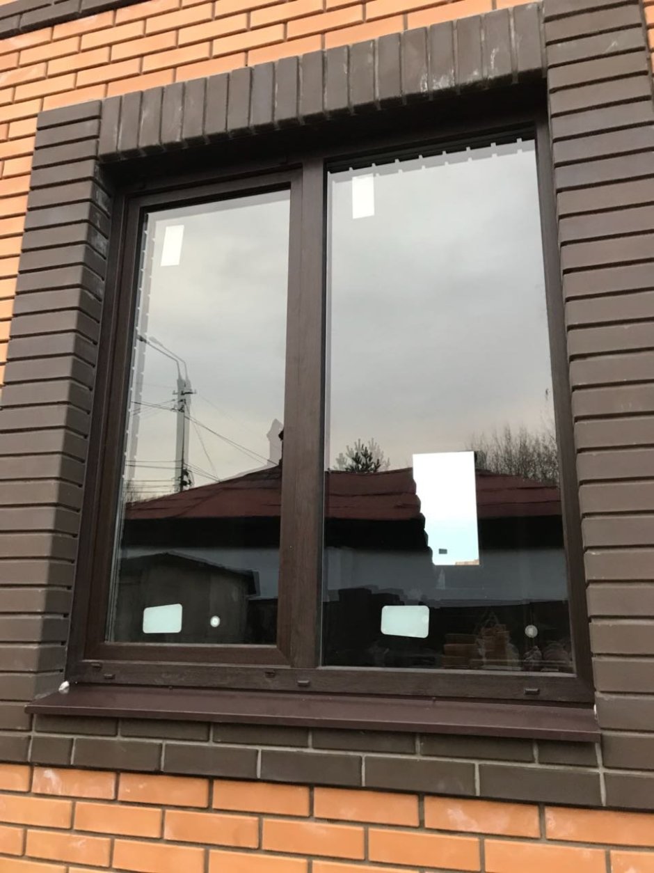 Тёмный дуб ламинация окон