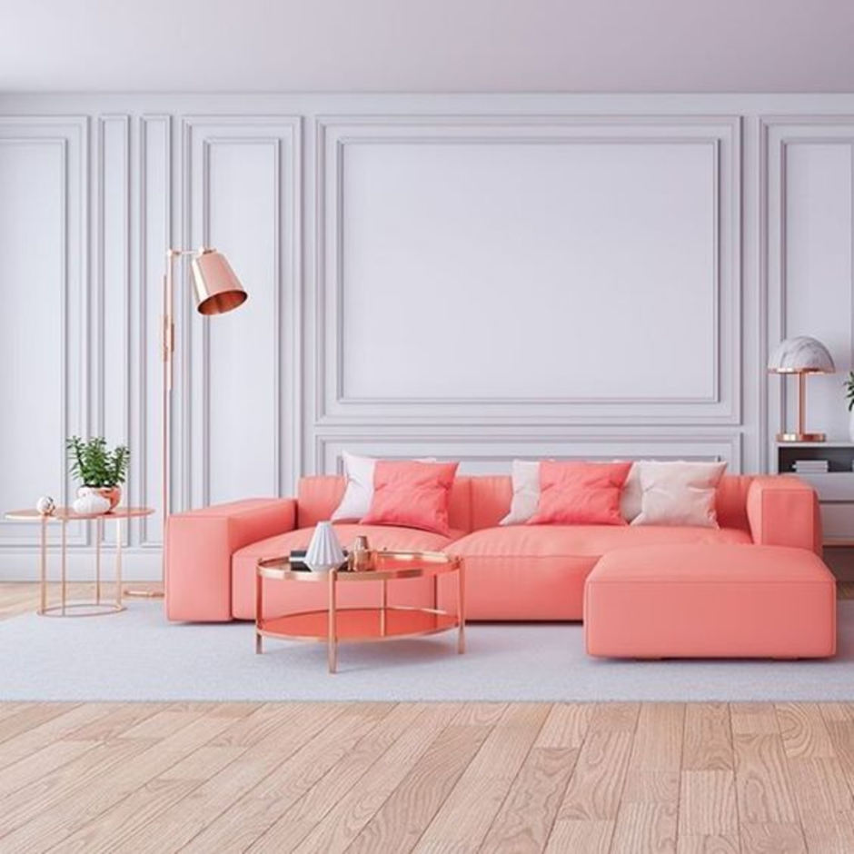 Гостиная кораллового цвета