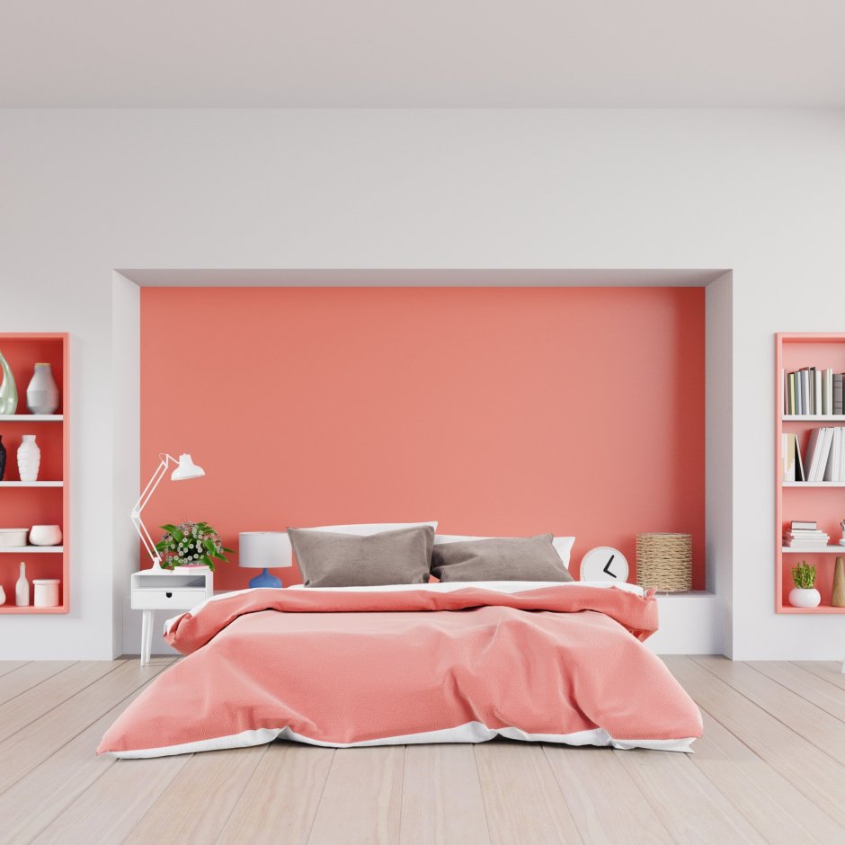 Спальня в коралловом цвете