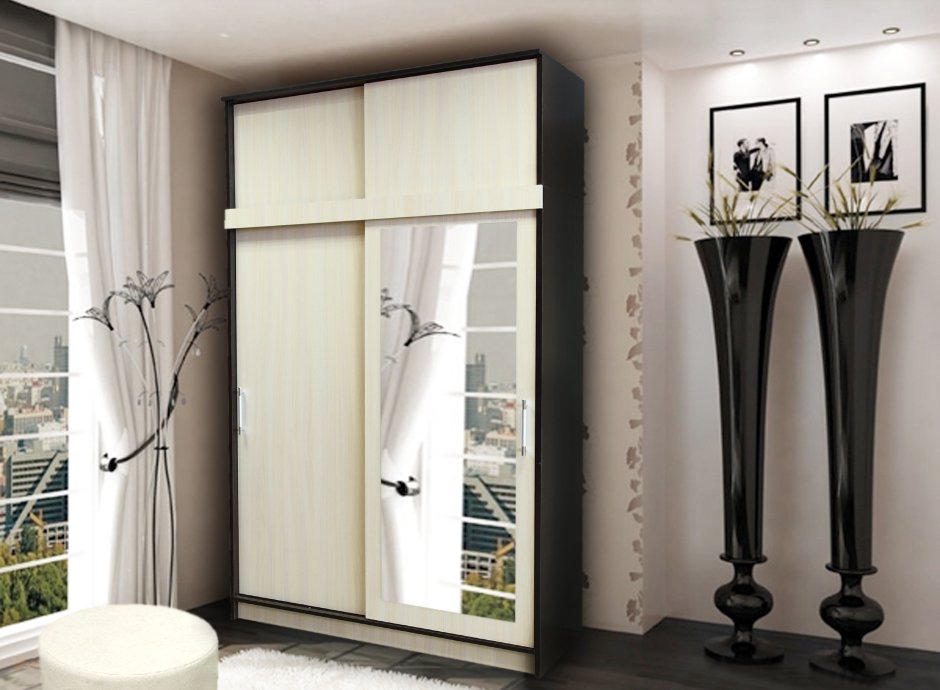 Шкаф с антресолью в прихожую с зеркалом