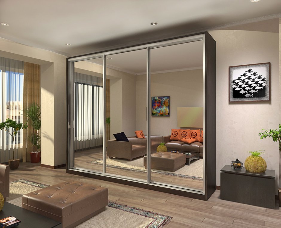 Шкаф купе с зеркалом 3 метра