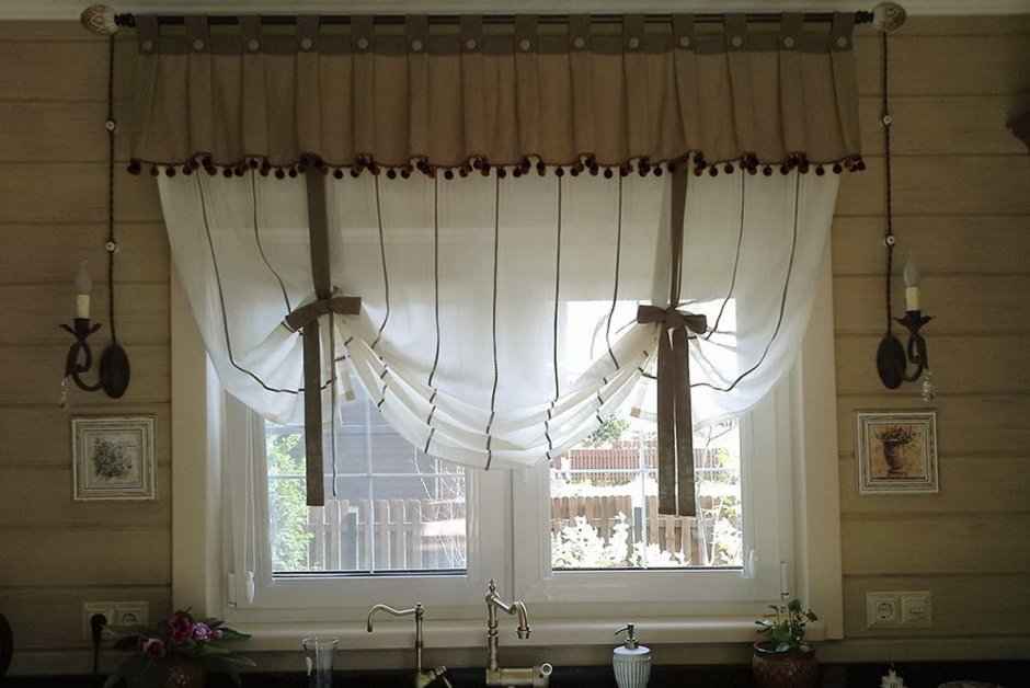 Занавески на веранду на даче в деревенском стиле