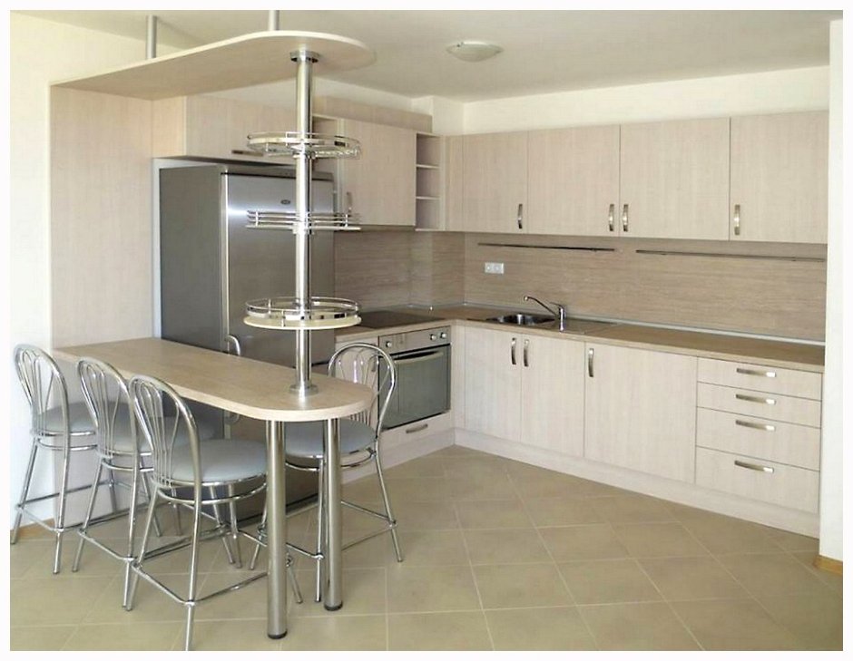 Кухонные гарнитуры угловые с барной стойкой