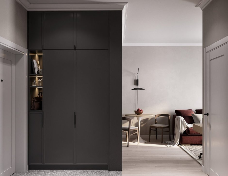 Серый шкаф в интерьере