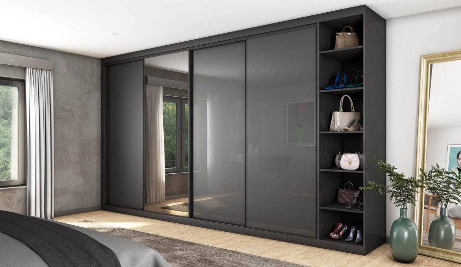 Шкаф купе серого цвета