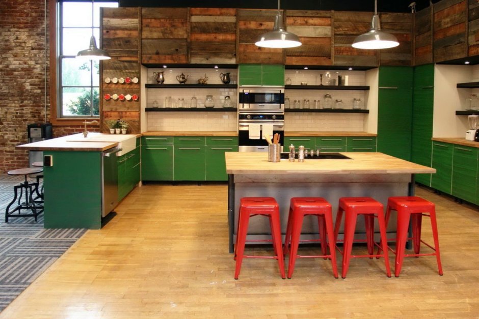 Кухни лофт олива