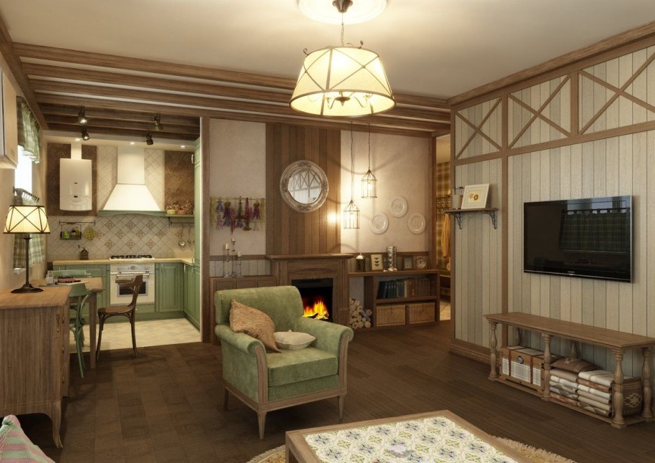 Гостиная в стиле Кантри