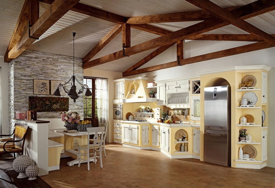 Кухня-гостиная в деревенском стиле
