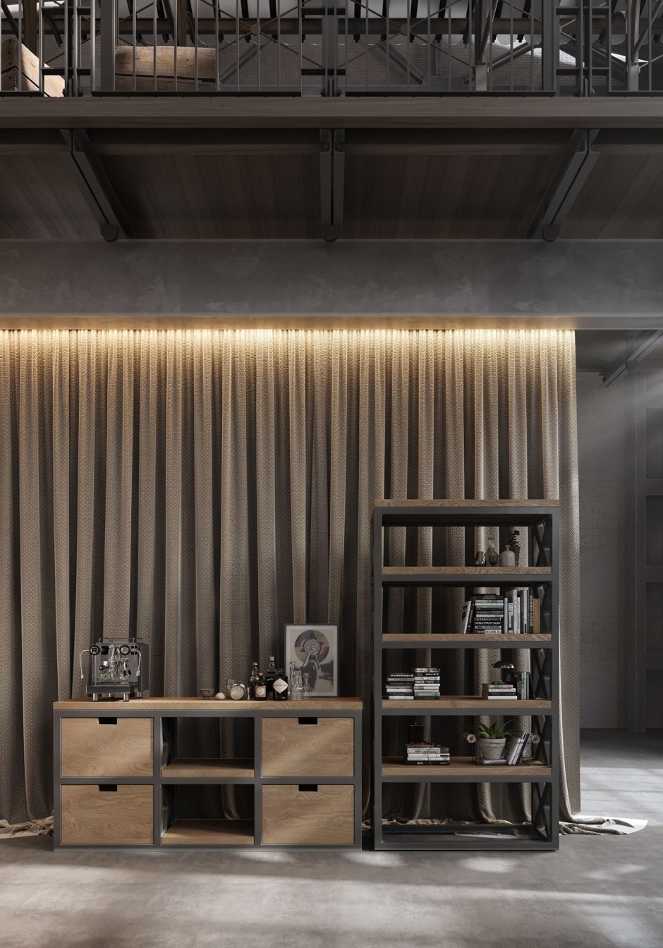 Шторы в стиле лофт