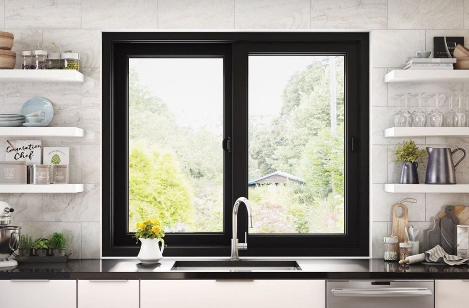 Черные оконные рамы в интерьере