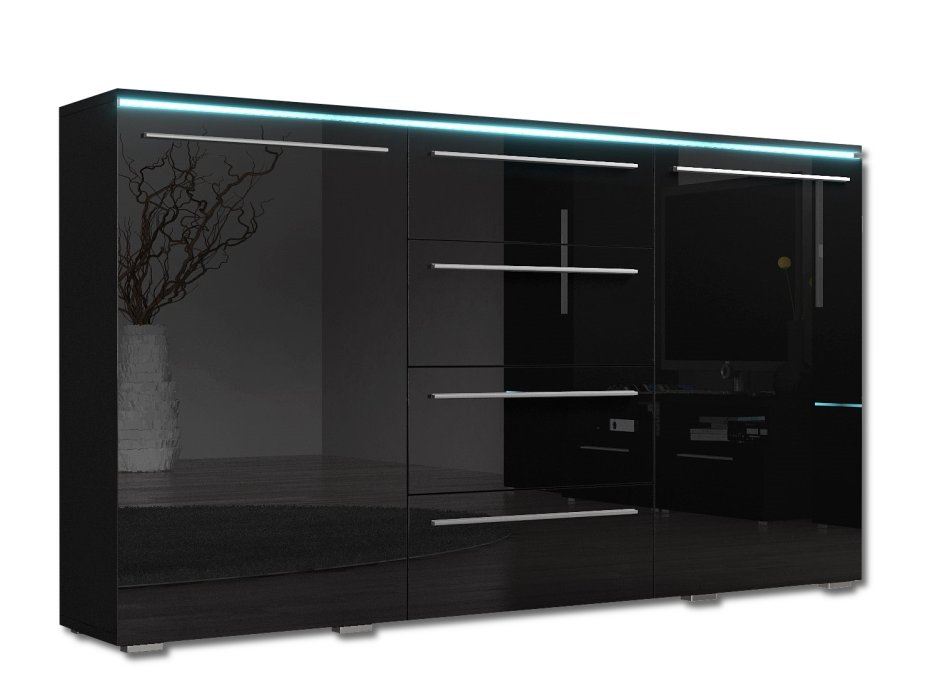 Черный глянцевый комод