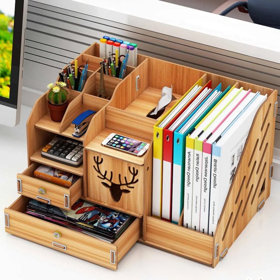 Органайзер для канцтоваров деревянный