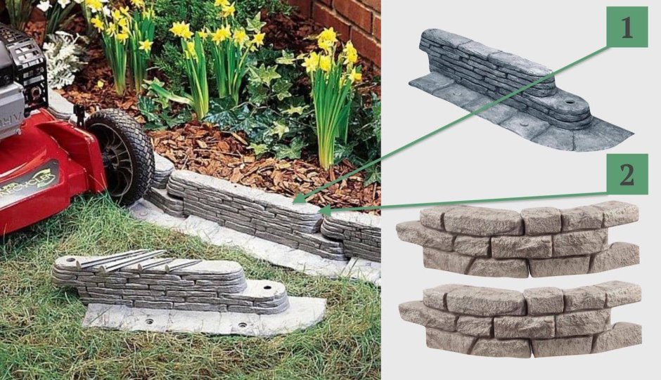 Заборчик из цемента для цветника