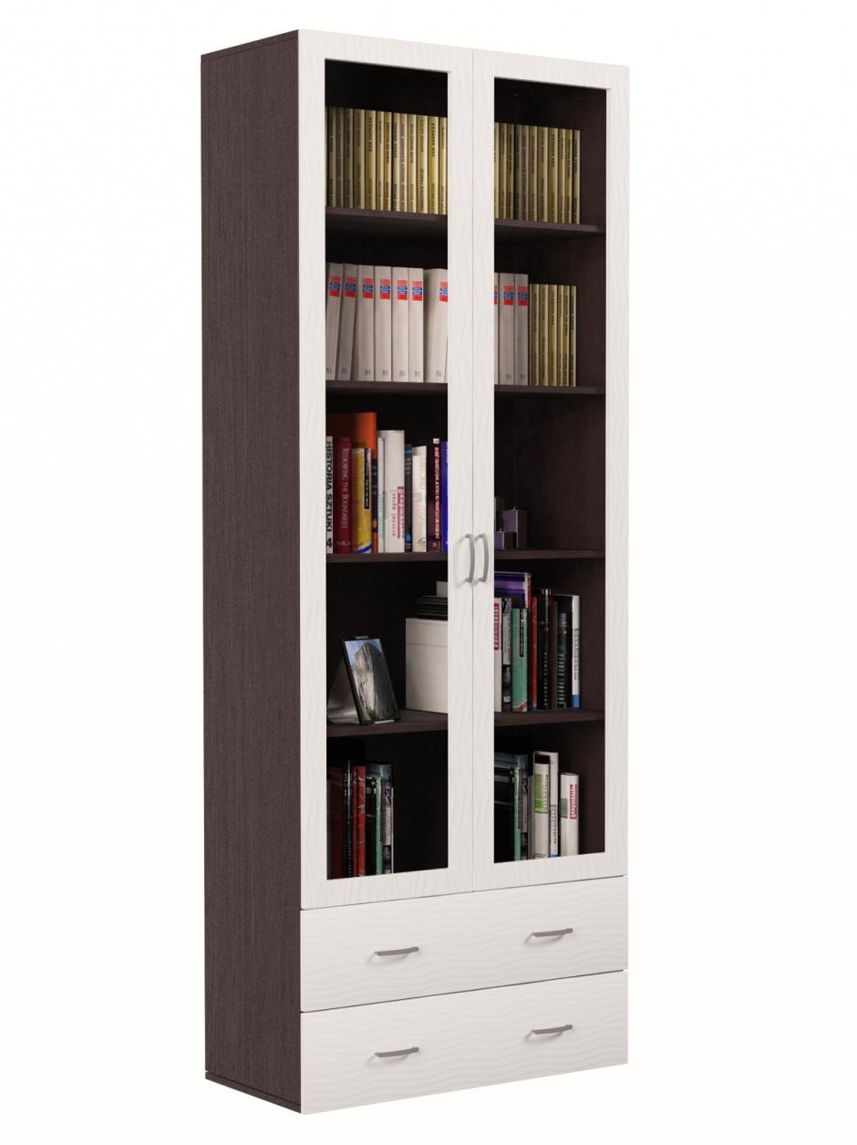 Книжный шкаф венге со стеклом