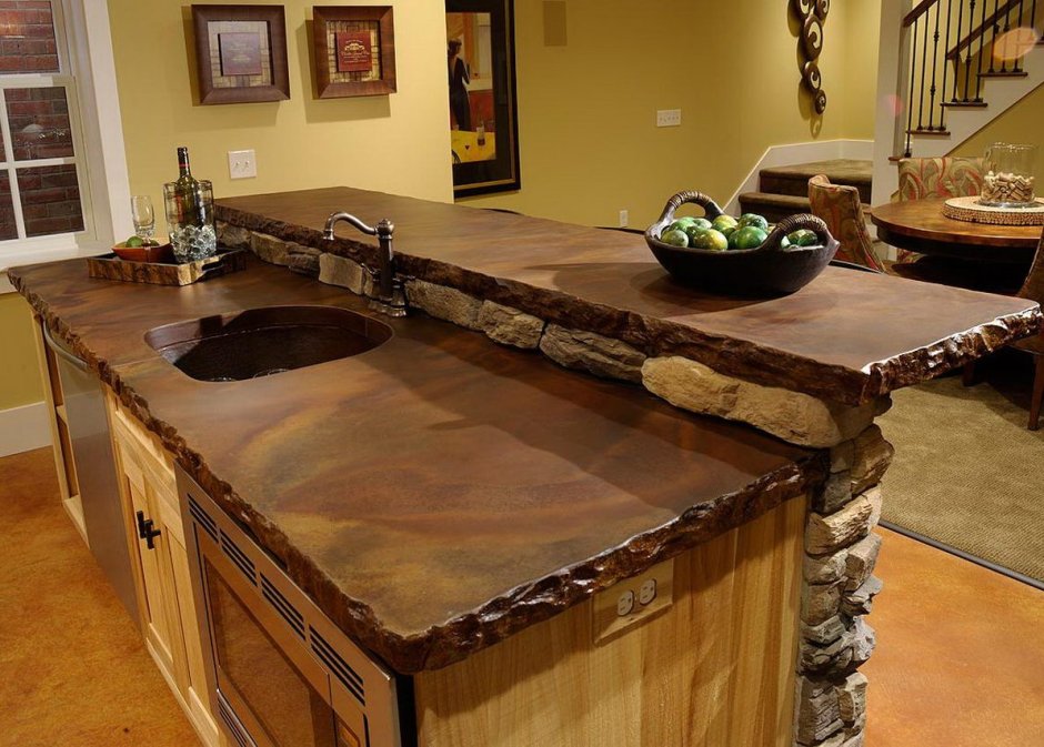 Столешница из слэба и бетона