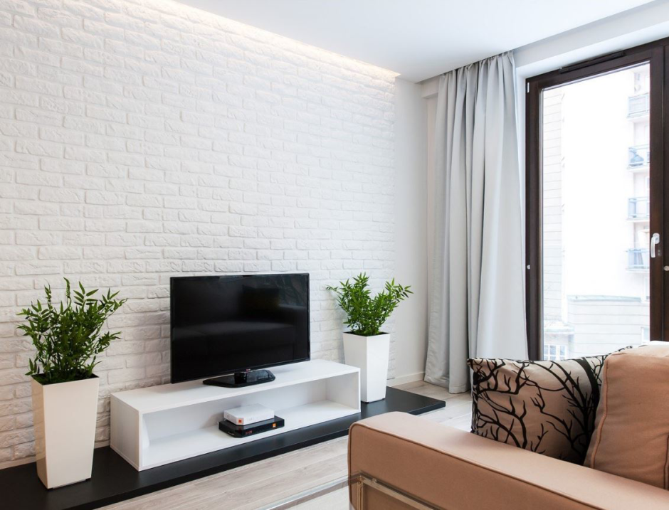 Белый кирпич в интерьере