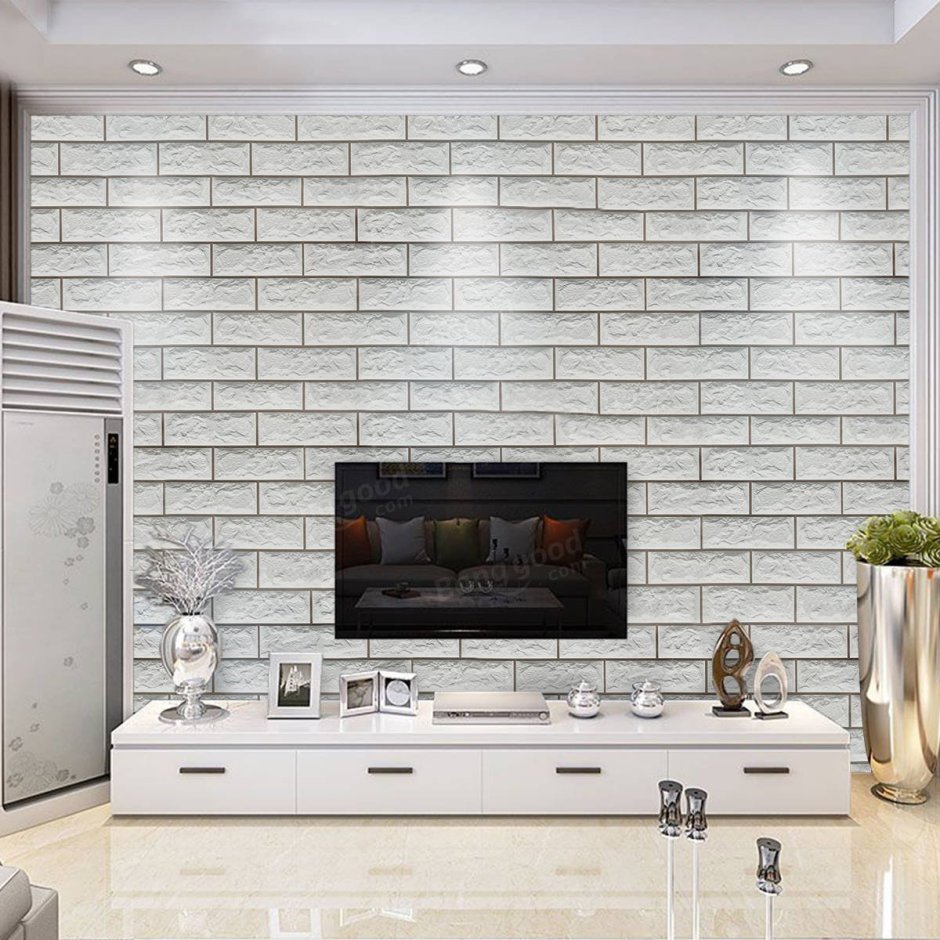 Декоративный кирпич в гостиной