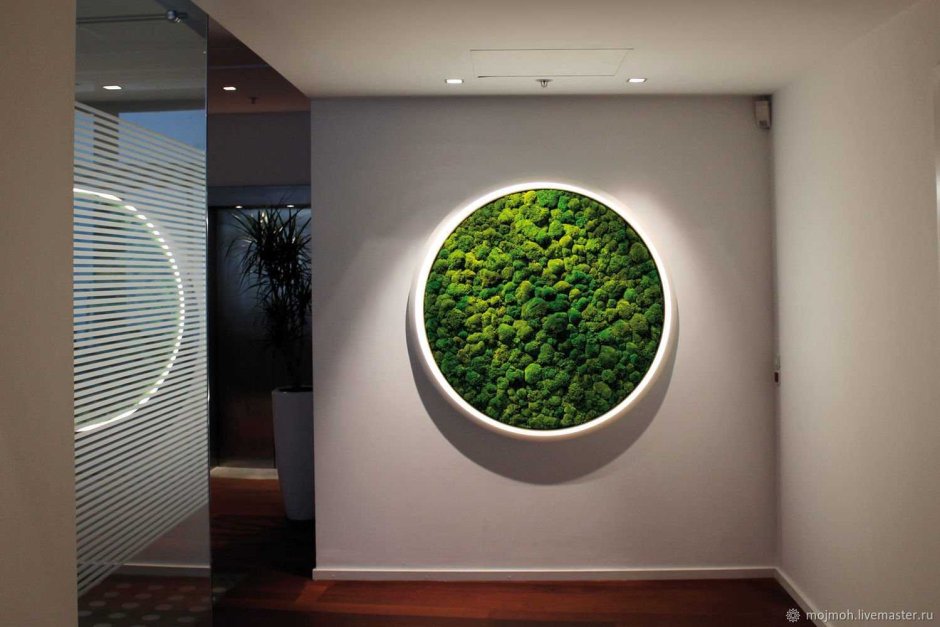 Круглое панно из мха