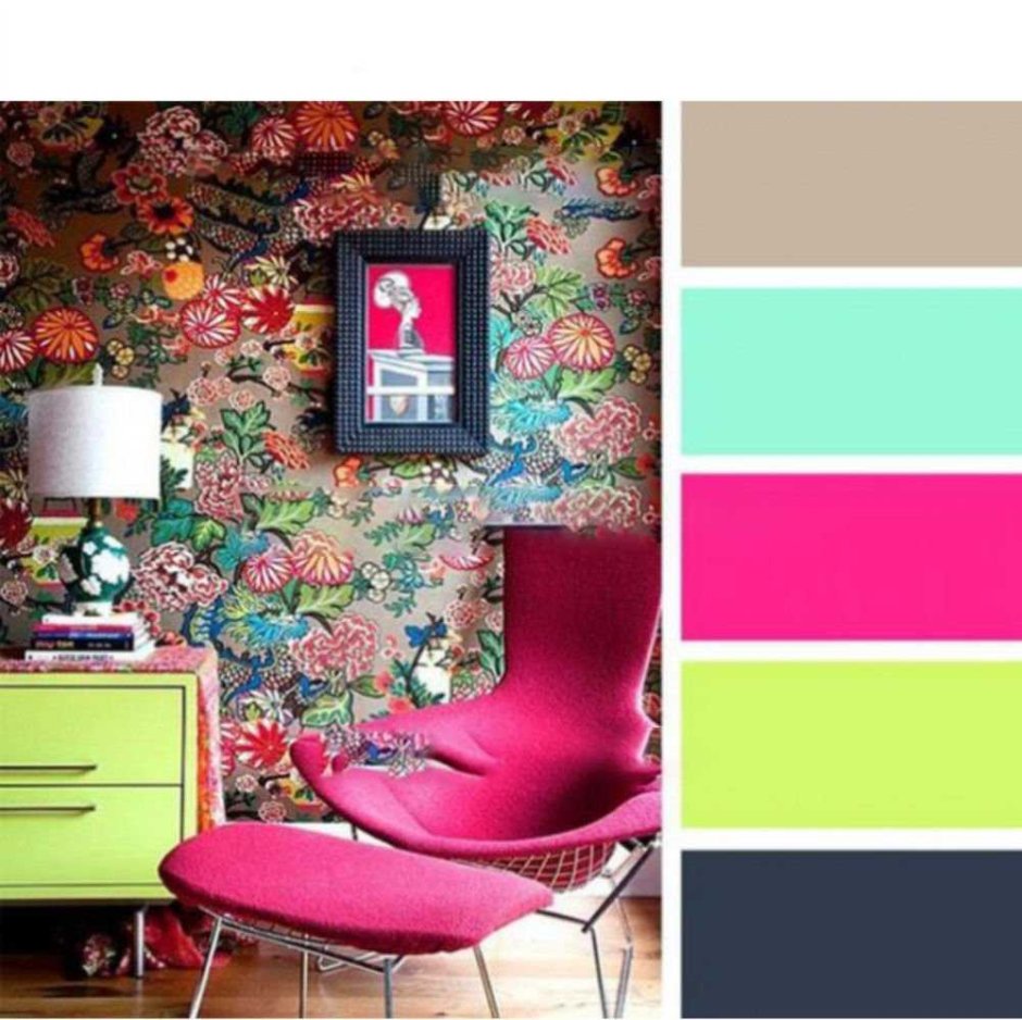 Сочетание цветов с розовым в интерьере