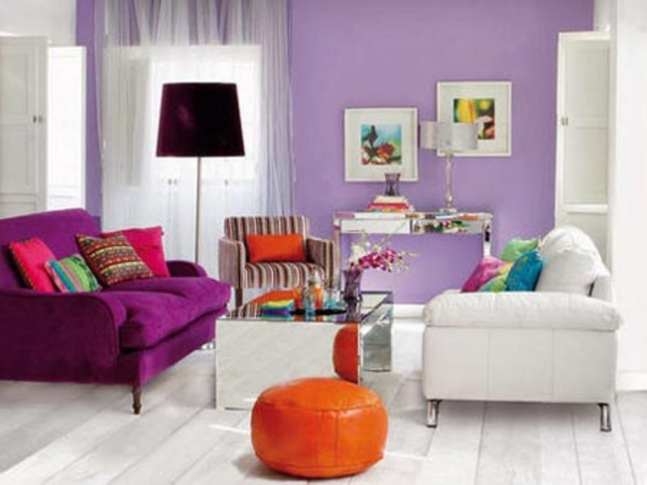 Сочетание ярких цветов в интерьере