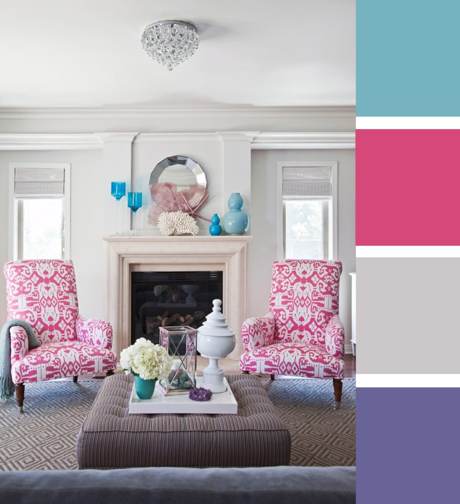 Сочетание цветов с розовым в интерьере
