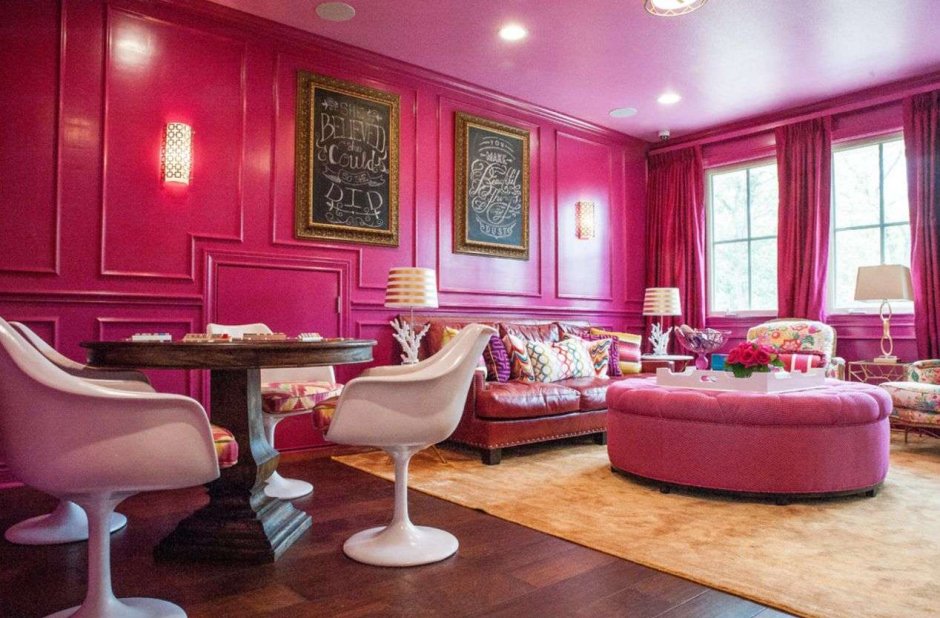 Розовая гостиная интерьер