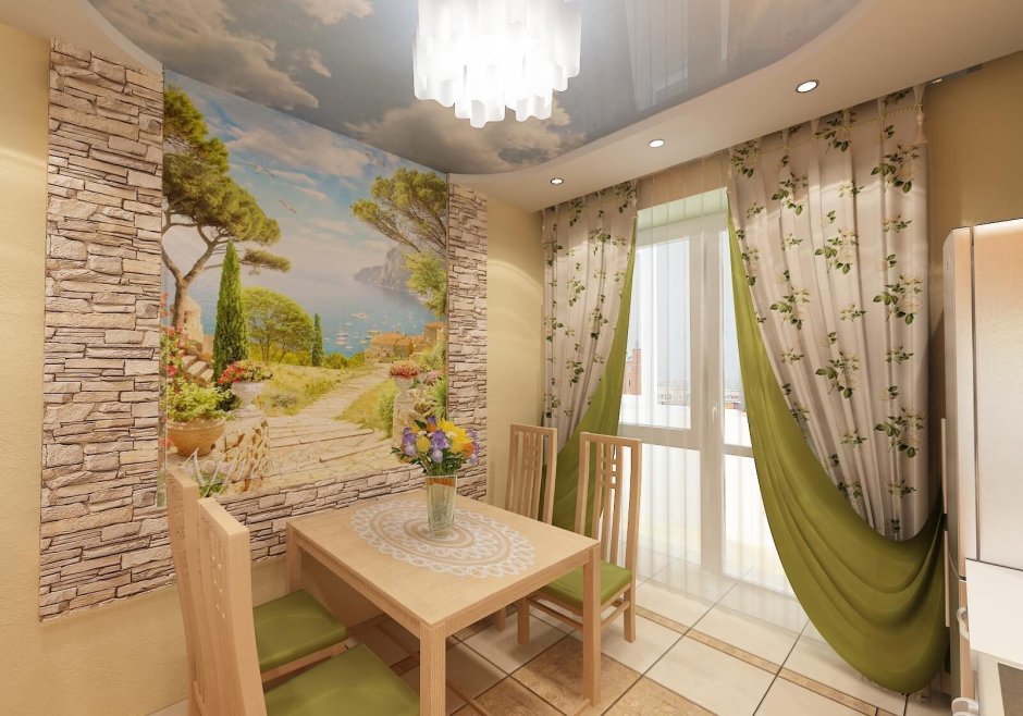 Фрески в интерьере кухни