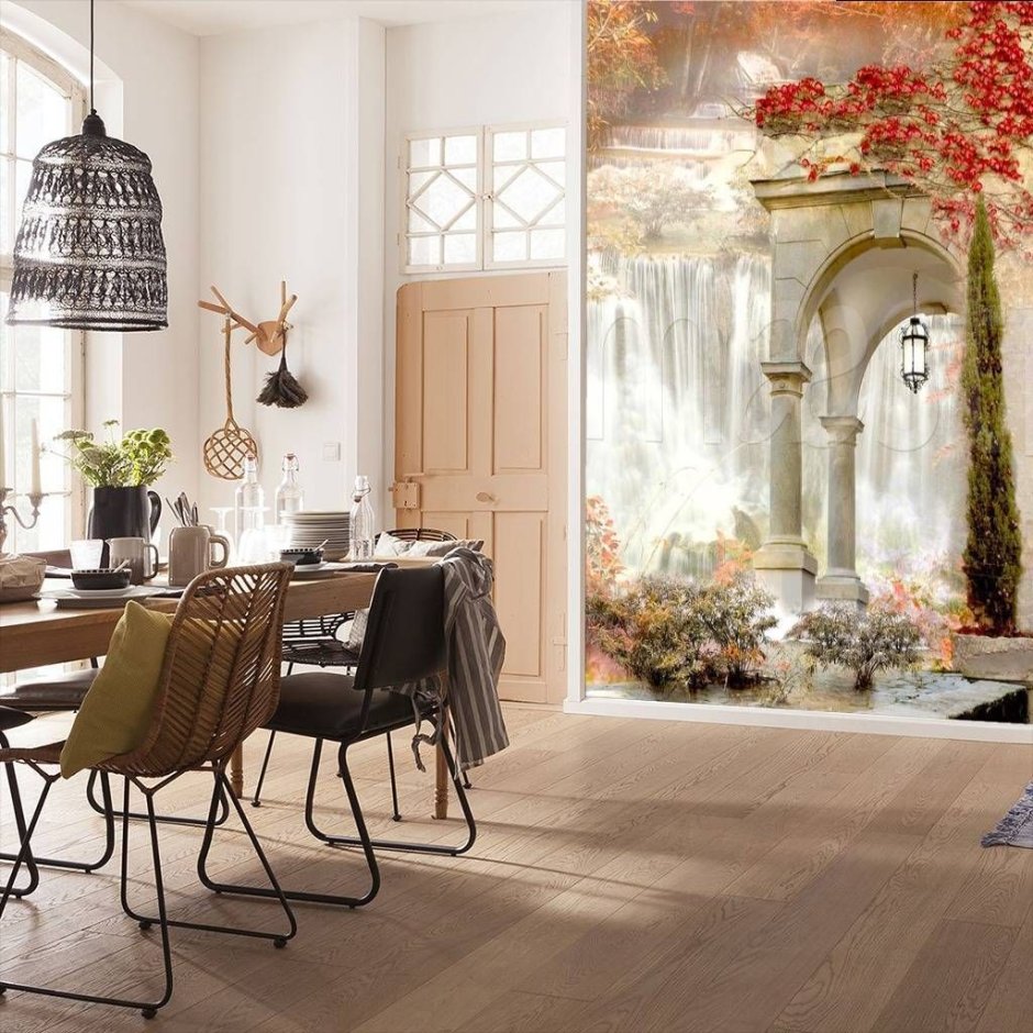 Фотообои в интерьере кухни