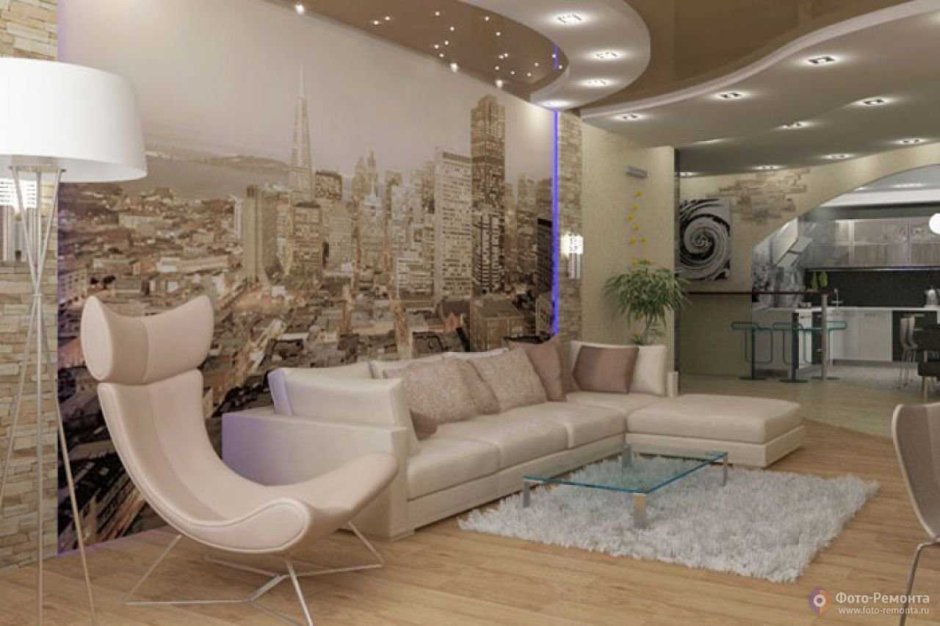 Современные фрески в гостиной