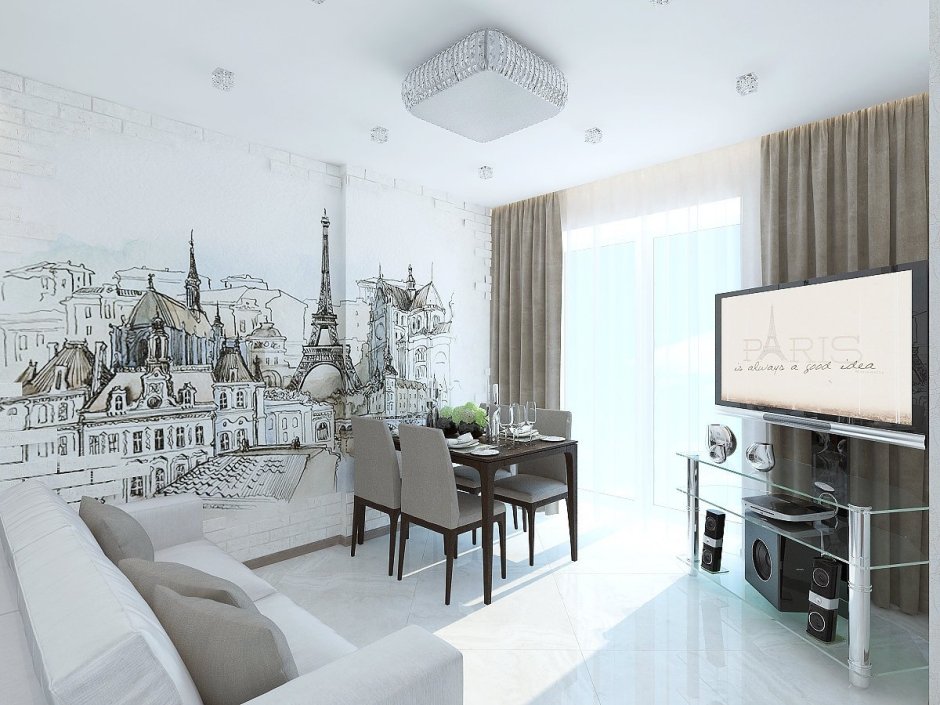 Обои Париж для стен в интерьере