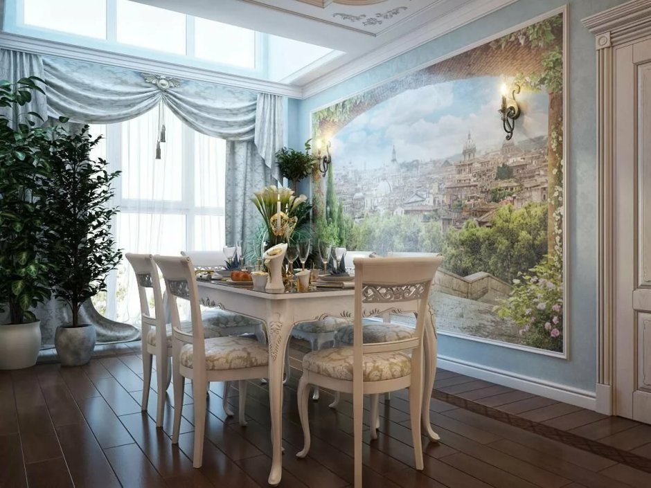 Affresco фрески в интерьере кухни