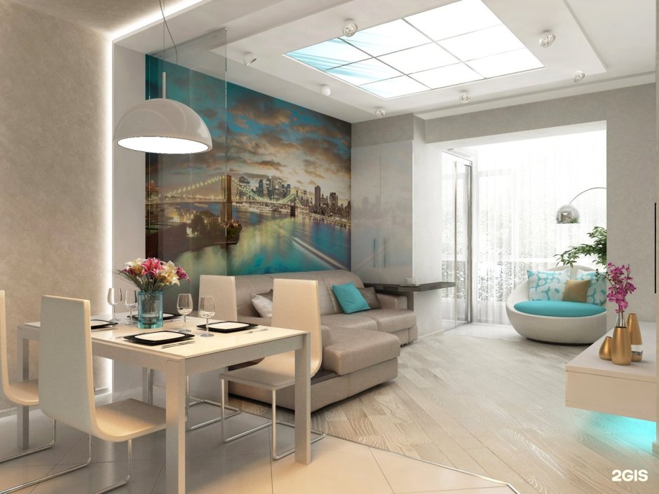 Кухня Гостевая с фотообоями