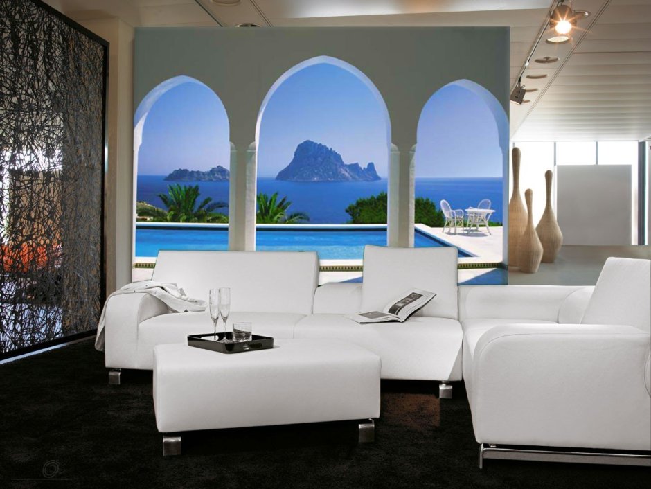 Обои расширяющие пространство в интерьере для гостиной