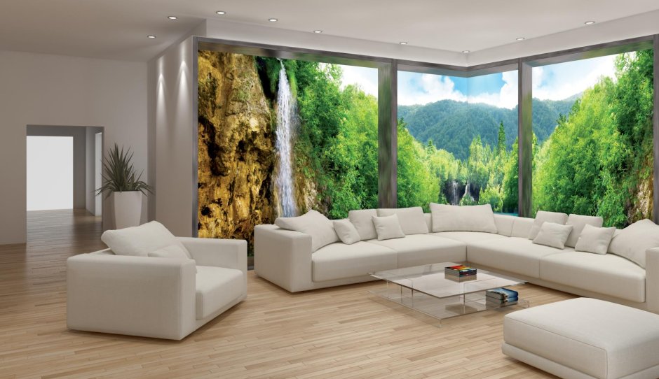 Угловые фотообои в интерьере