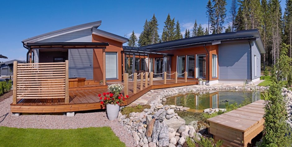 Финский дом с односкатной крышей в Финляндии